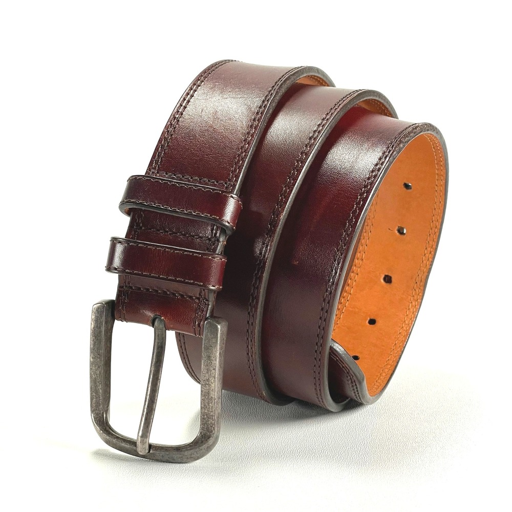 Magnanni Leather Belt Mens 44‎ Brown Classic Nickel Hardware Preppy Casual Spain